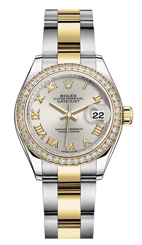 ladies two tone rolex with diamond bezel